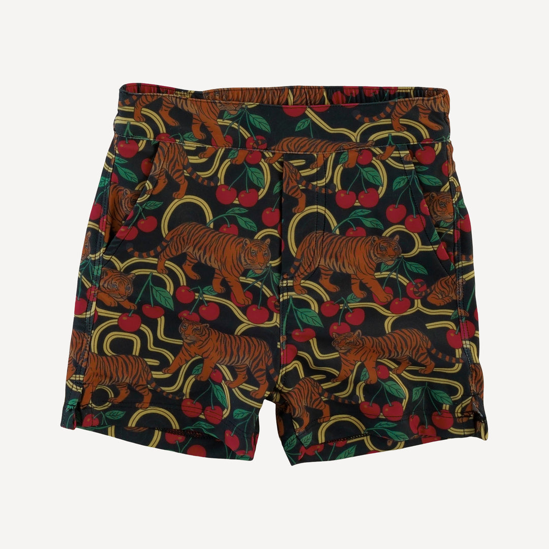pocket board short | tiger + cherries | swim