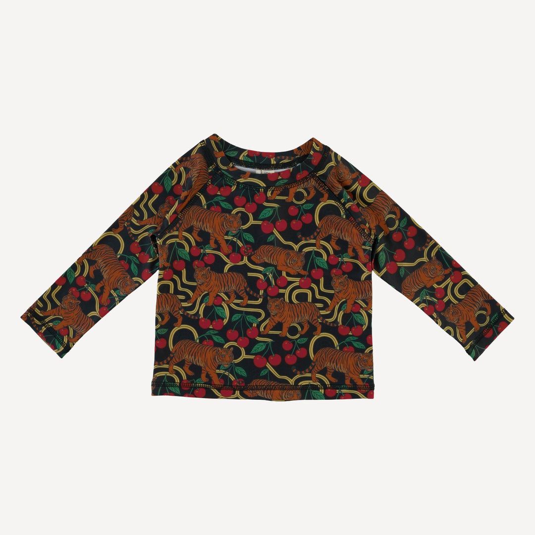long sleeve rash guard tee | tiger + cherries | swim