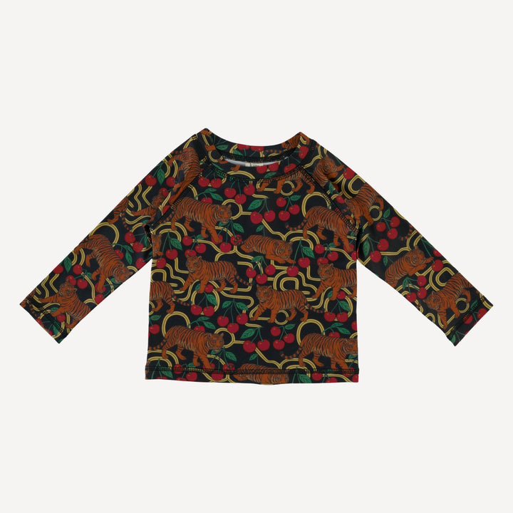 long sleeve rash guard tee | tiger + cherries | swim
