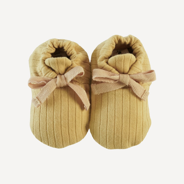 tie booties | golden honey | organic cotton wide rib