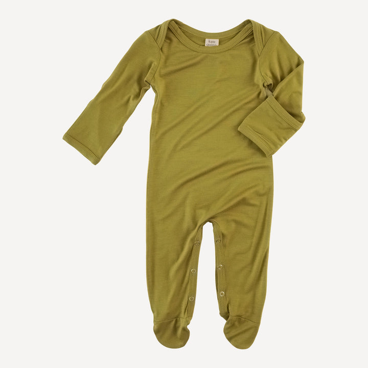 long sleeve lap neck footie | green moss | bamboo