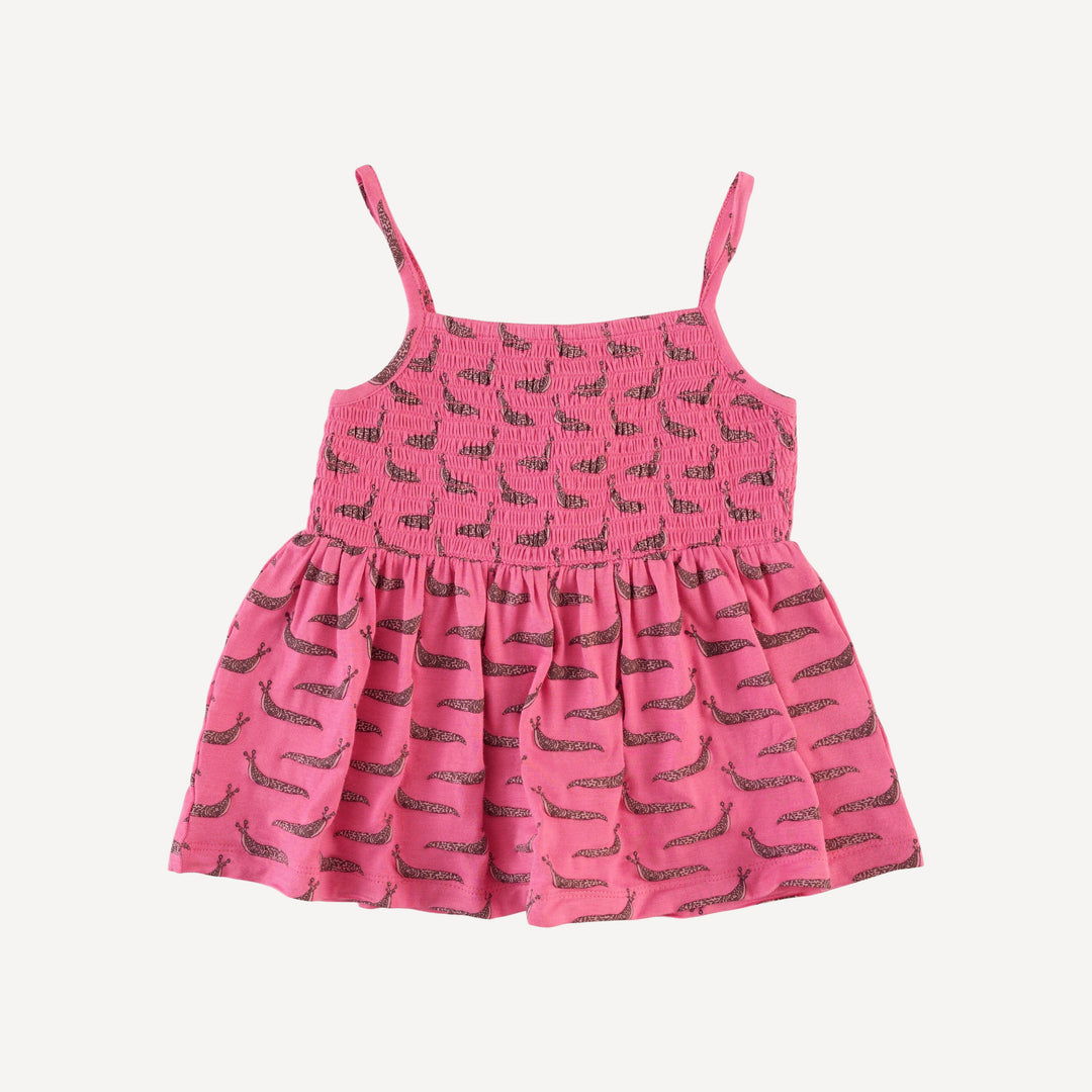 spaghetti strap smocked top + bike short set | pink slug party | bamboo