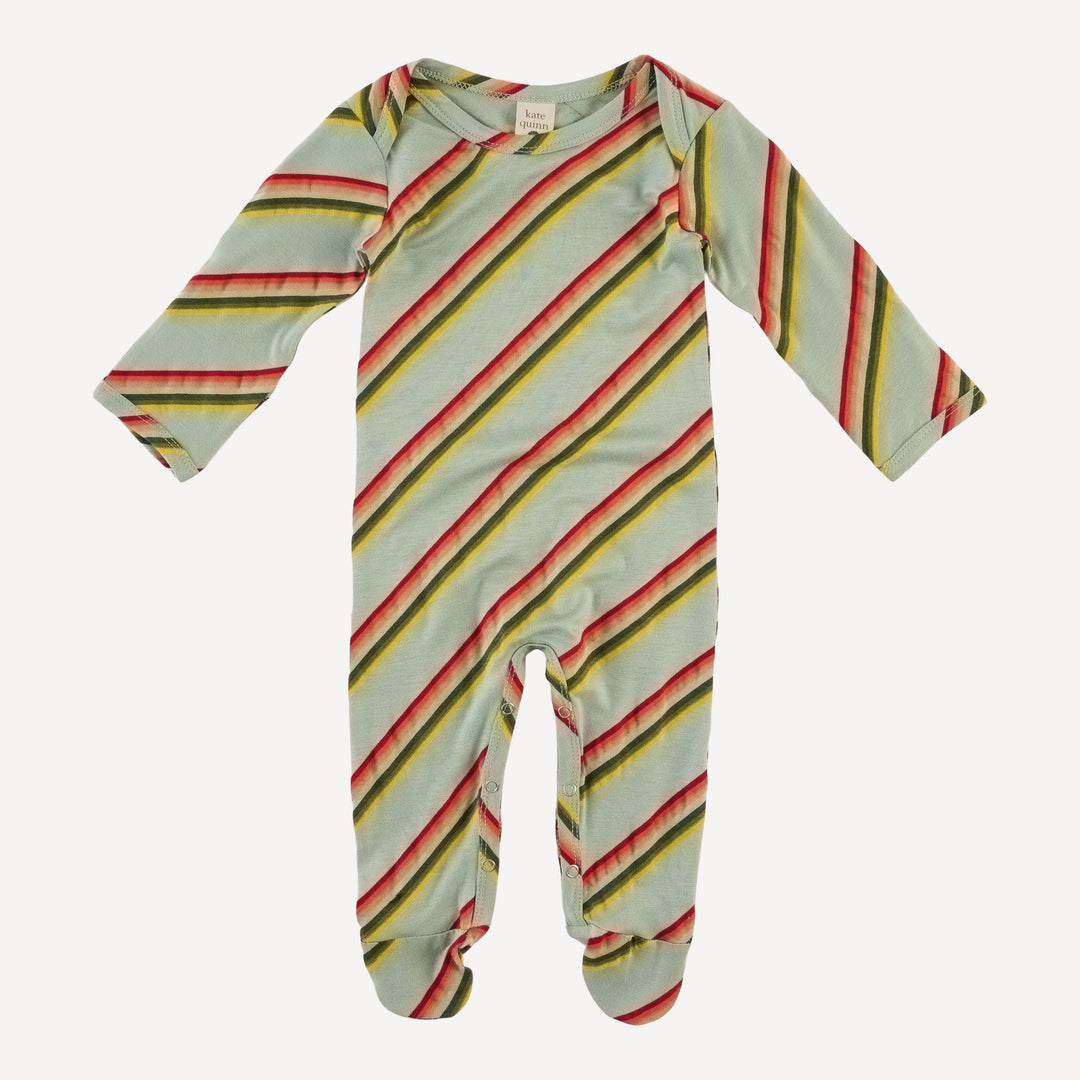 long sleeve lap neck footie | 70s ranch stripe | bamboo