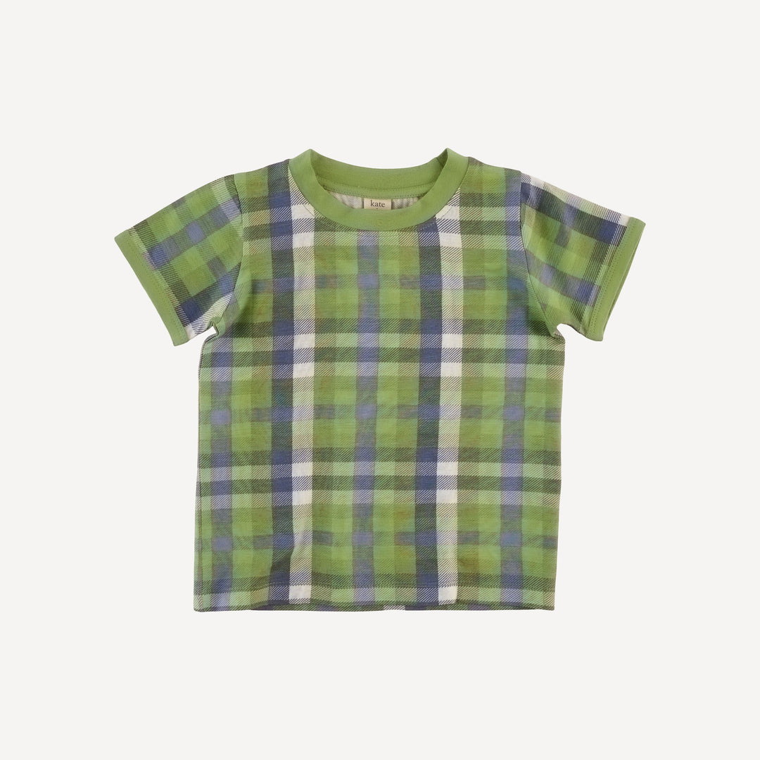 short sleeve ringer tee | green flannel plaid | bamboo
