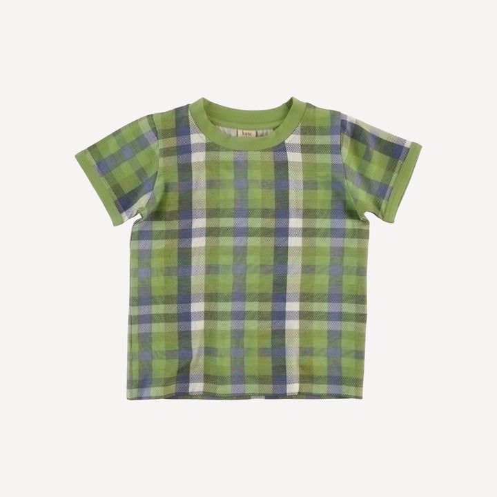 short sleeve ringer tee | green flannel plaid | bamboo