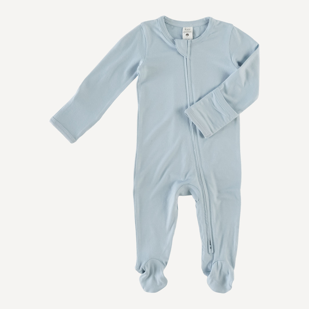 long sleeve zipper footie | hansel blue | bamboo