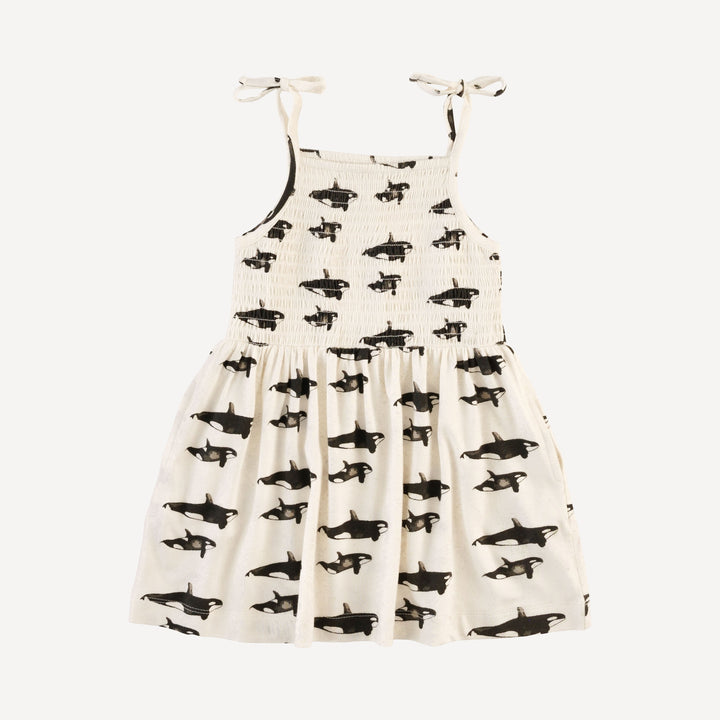 smocked tie dress | orcas | bamboo