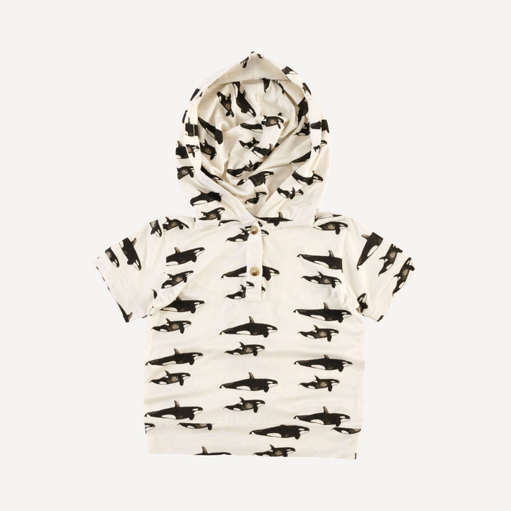 short sleeve henley hoodie | orcas | bamboo