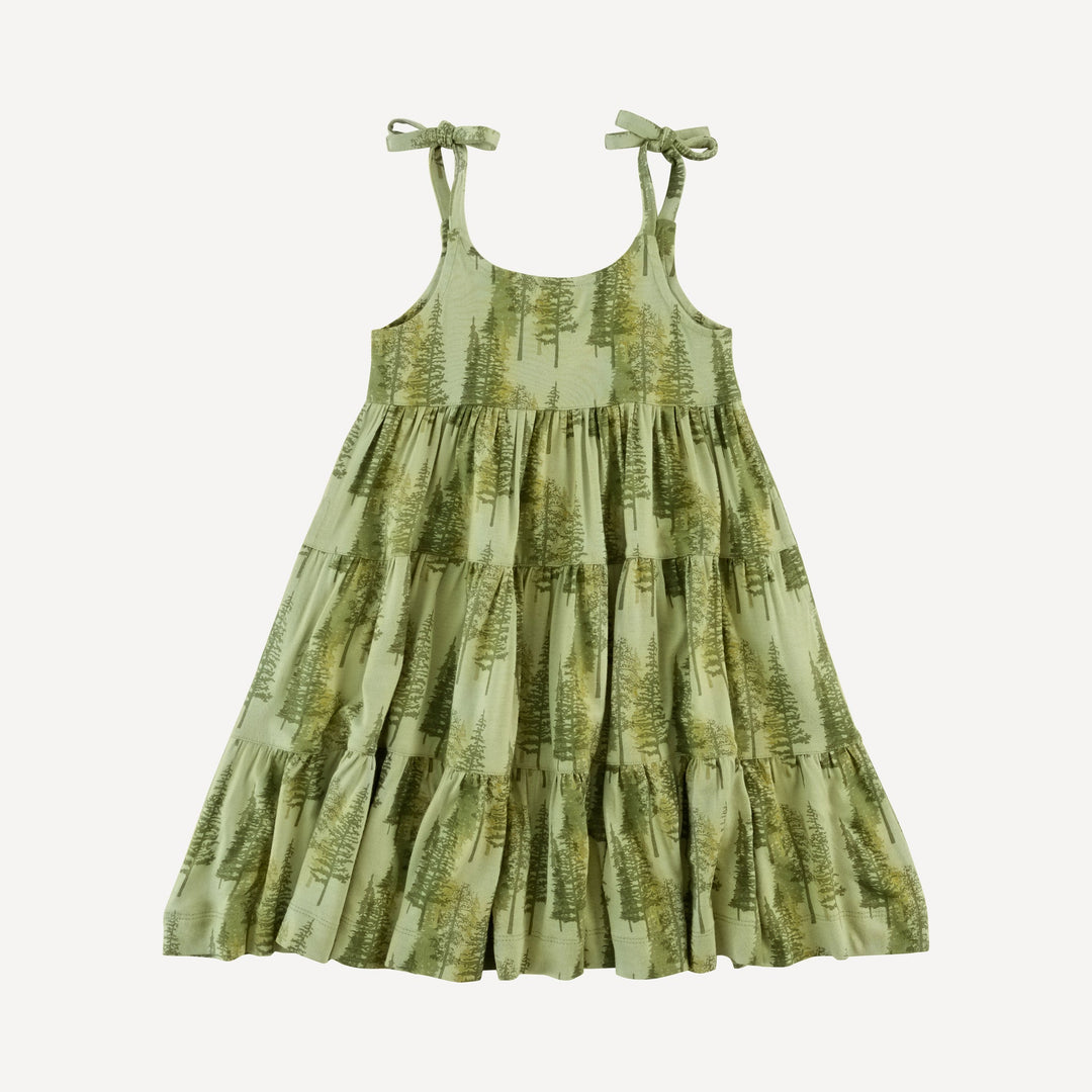 spaghetti tie prairie dress | northwest forest | bamboo
