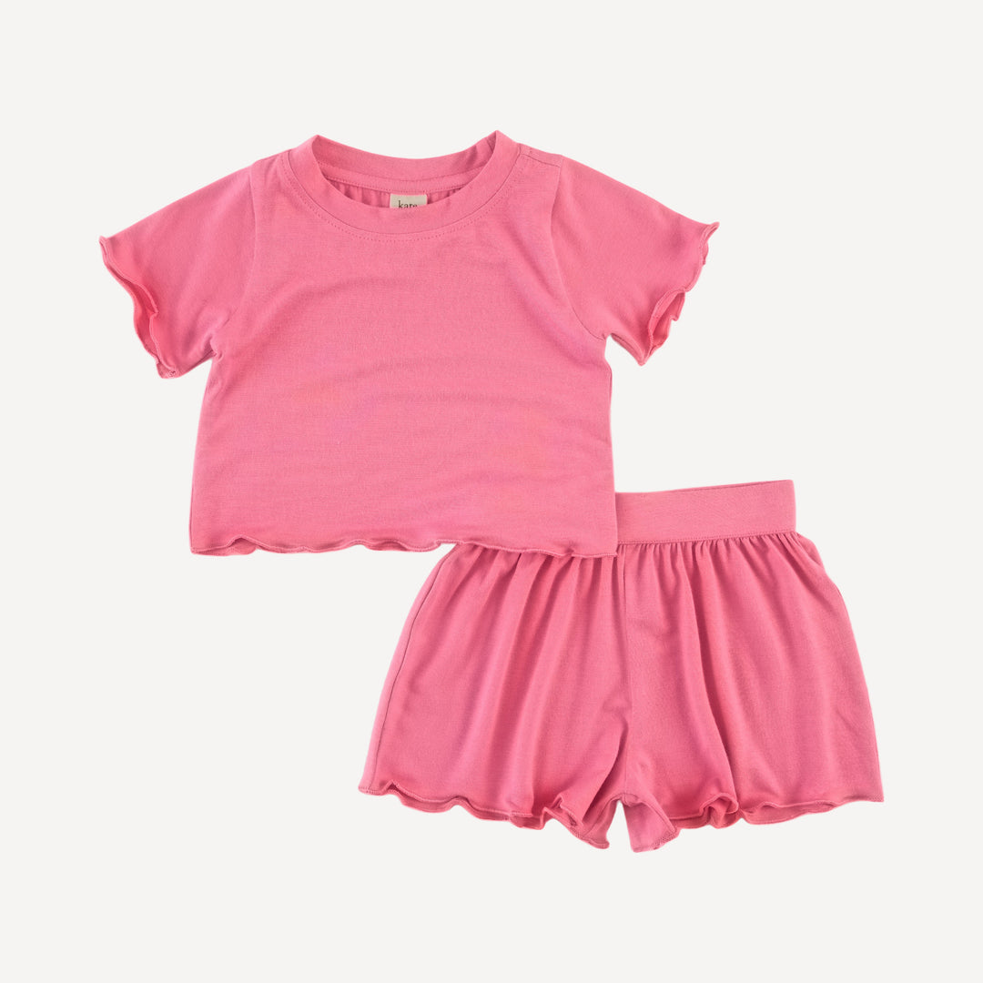jade short sleeve set | cherry pink | bamboo