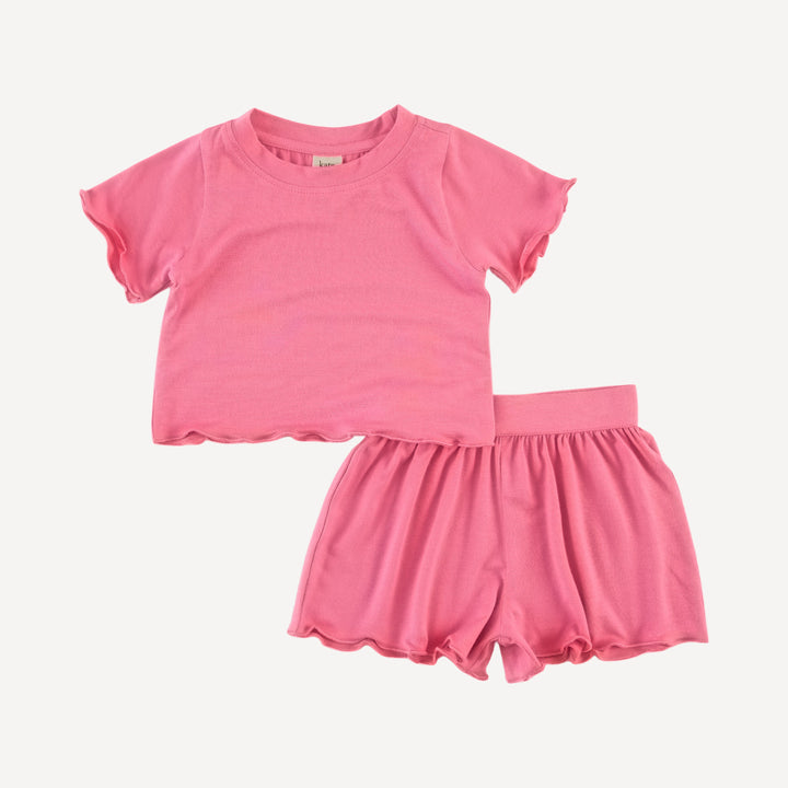 jade short sleeve set | cherry pink | bamboo