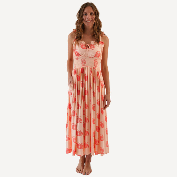 womens spaghetti tie winnie dress | vintage peaches | bamboo
