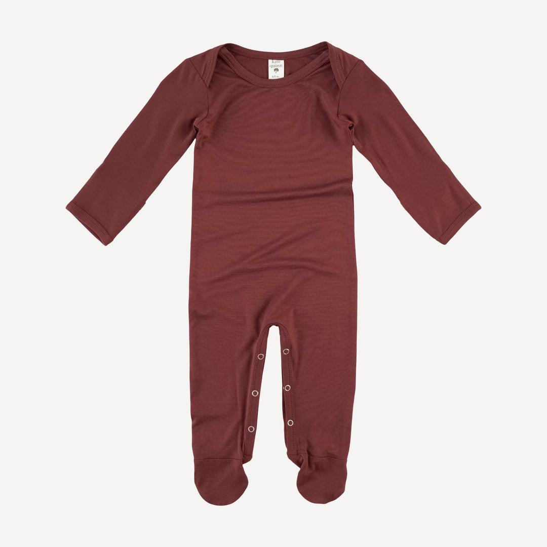 long sleeve lap neck footie | spiced chocolate | bamboo