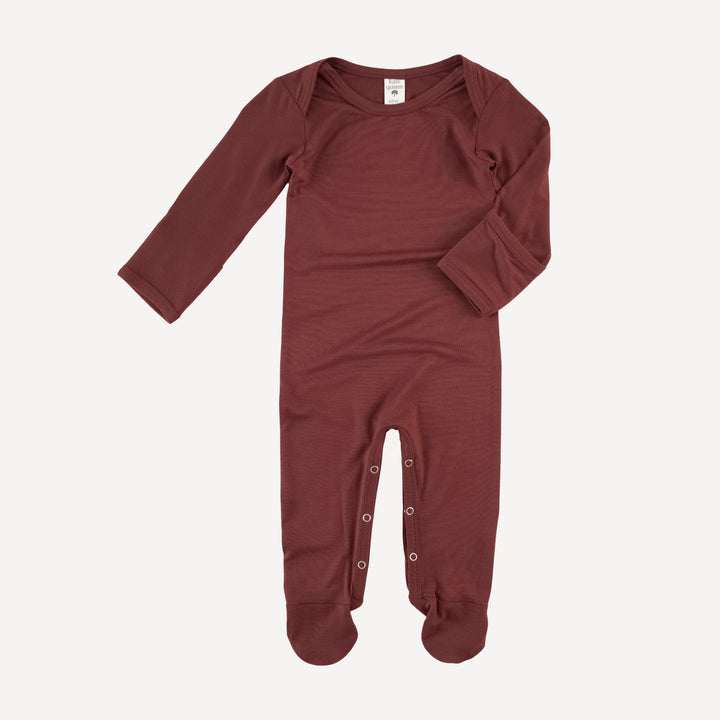 long sleeve lap neck footie | spiced chocolate | bamboo