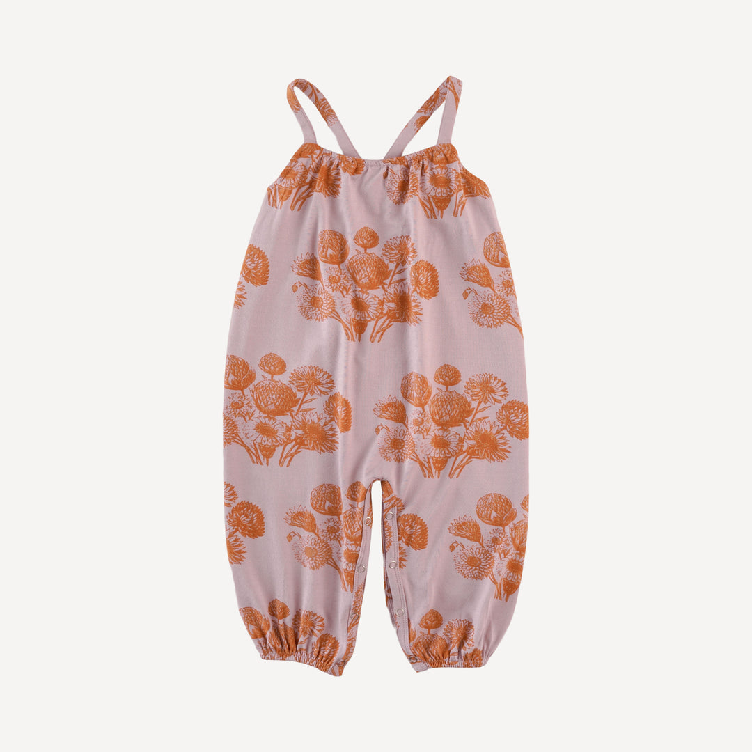 cross back spaghetti strap bubble jumpsuit | caramel dahlia | bamboo