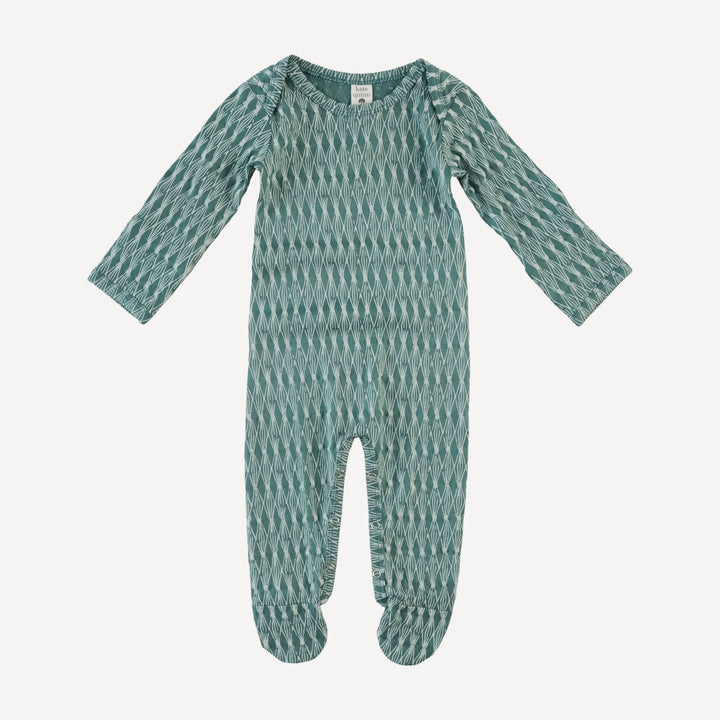 long sleeve lap neck footie | sketched argyle | bamboo