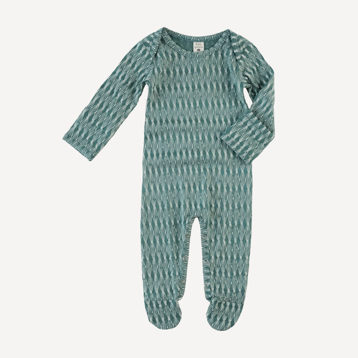 long sleeve lap neck footie | sketched argyle | bamboo