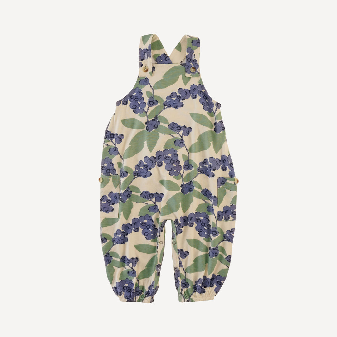 gathered bubble pocket overall | blueberries | bamboo