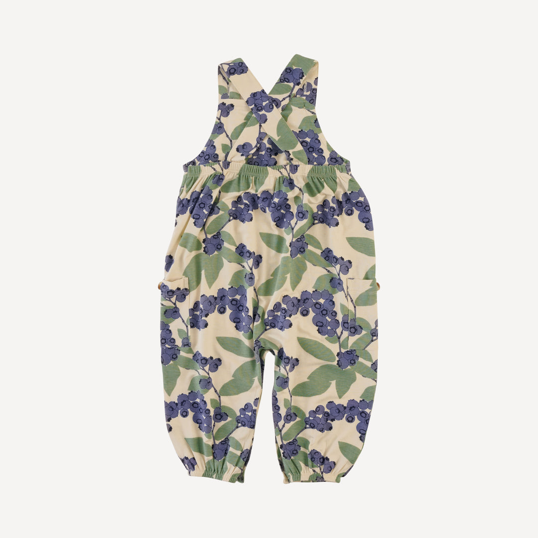 gathered bubble pocket overall | blueberries | bamboo
