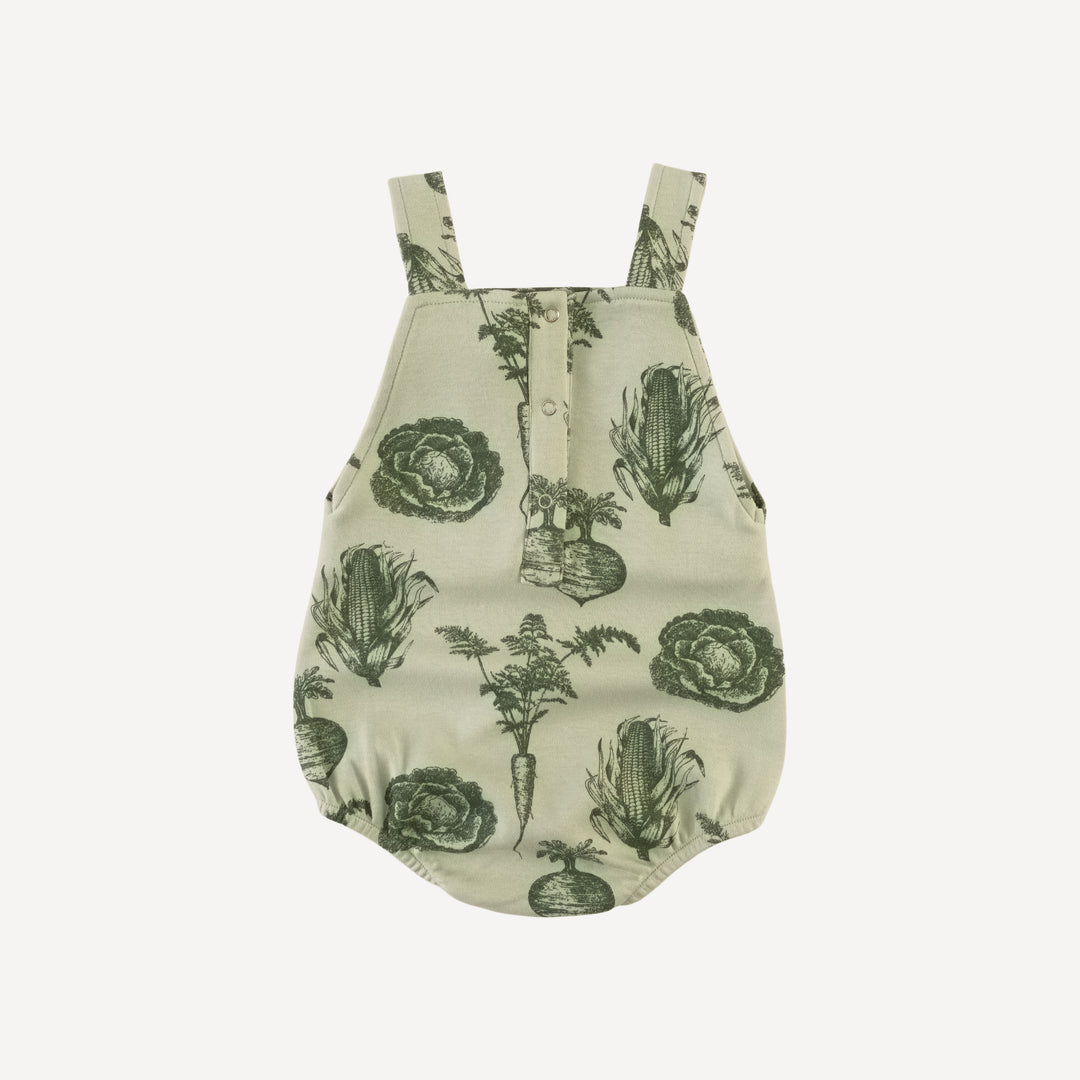 tie overall bubble | green veggies | organic cotton interlock