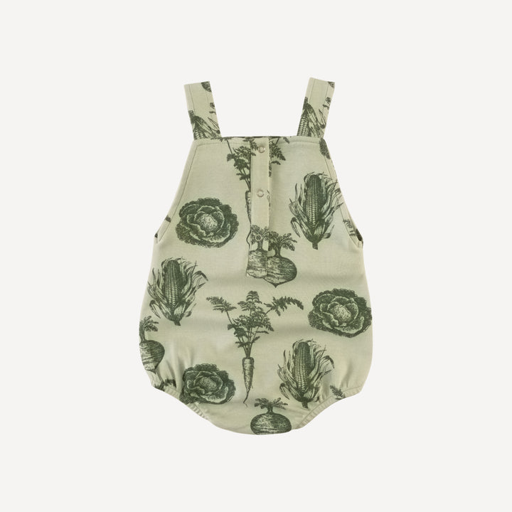 tie overall bubble | green veggies | organic cotton interlock