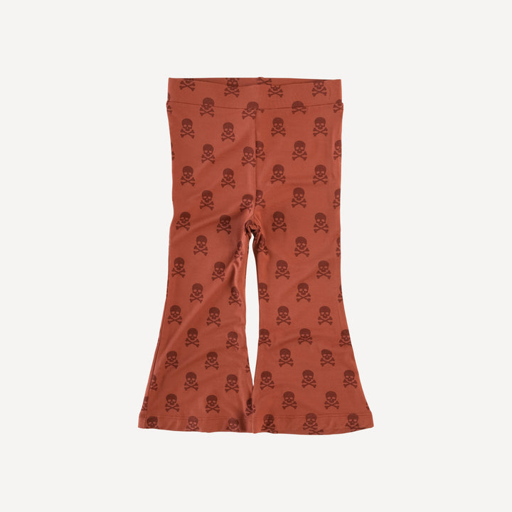 flare leg pant | red skulls | organic cotton interlock