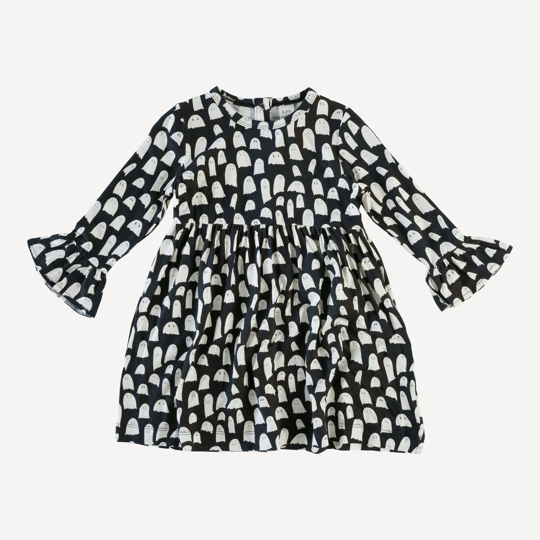 long bell sleeve dress | ghost | organic cotton interlock