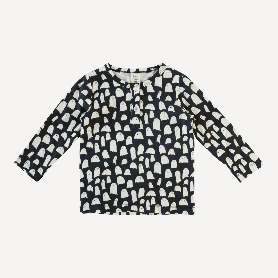 long sleeve basic henley tee | ghost | organic cotton interlock