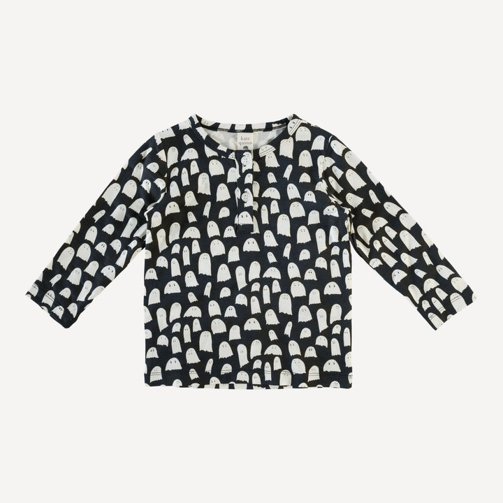 long sleeve basic henley tee | ghost | organic cotton interlock