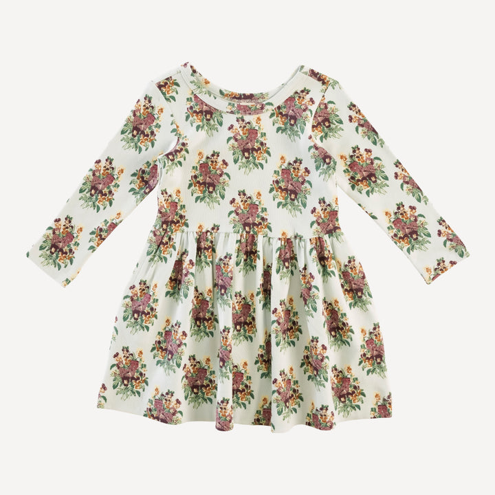 long sleeve hazel twirl dress | pansy | organic cotton interlock