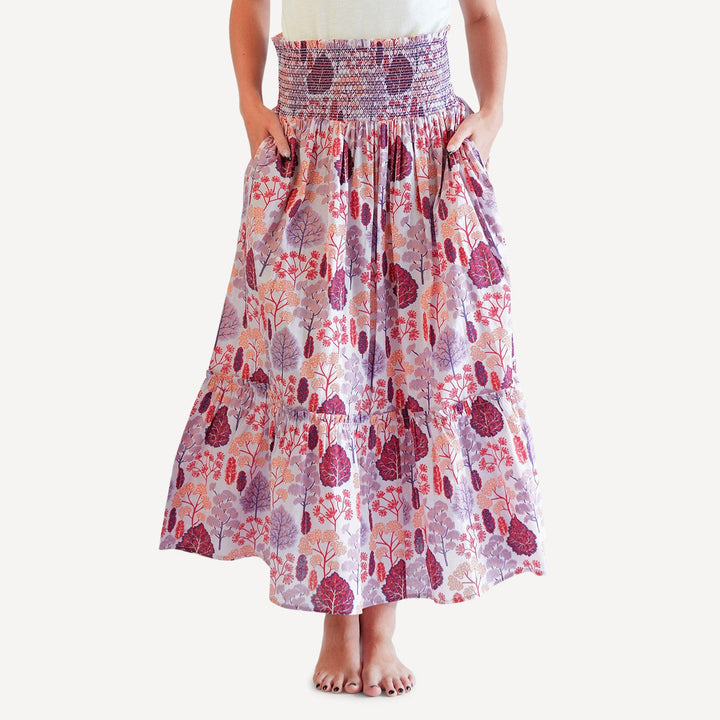 womens spaghetti tie winnie convertible dress | pink pooh woods | organic cotton woven