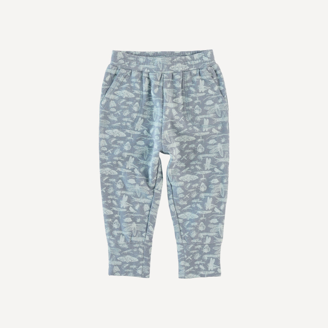 slim sport jogger | blue forest insects | organic cotton terry