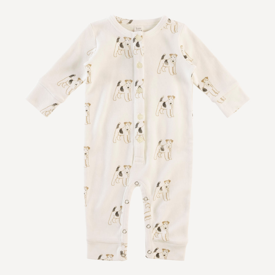 long sleeve button sport jumpsuit | fox terrier | organic cotton interlock