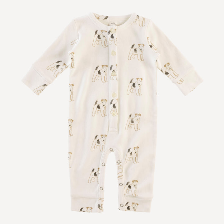 long sleeve button sport jumpsuit | fox terrier | organic cotton interlock