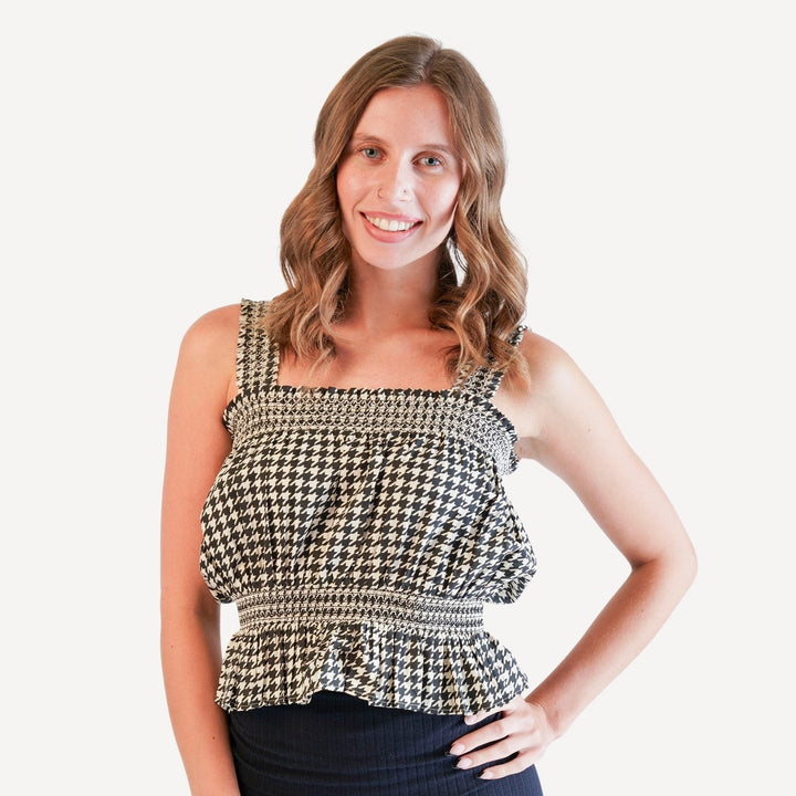 womens winnie tank | houndstooth | organic cotton woven