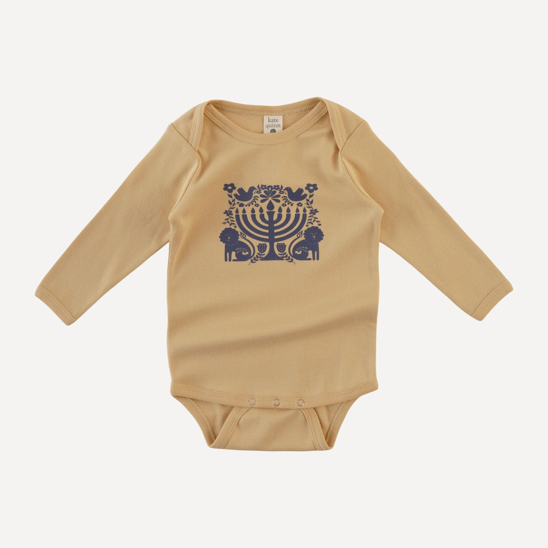 long sleeve lap neck bodysuit | menorah | organic cotton flat rib