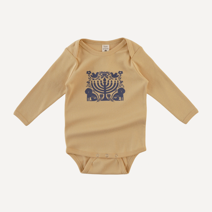 long sleeve lap neck bodysuit | menorah | organic cotton flat rib
