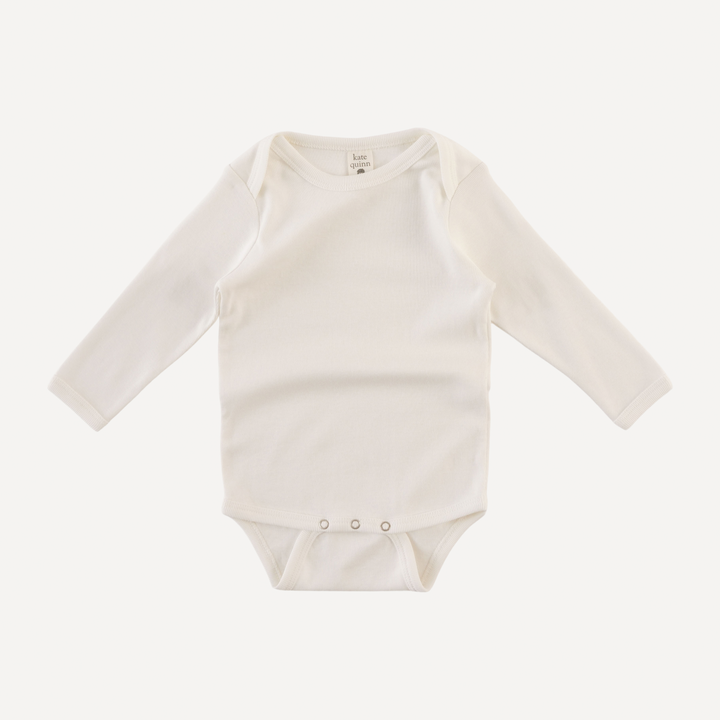long sleeve lap neck bodysuit | coconut | organic cotton flat rib