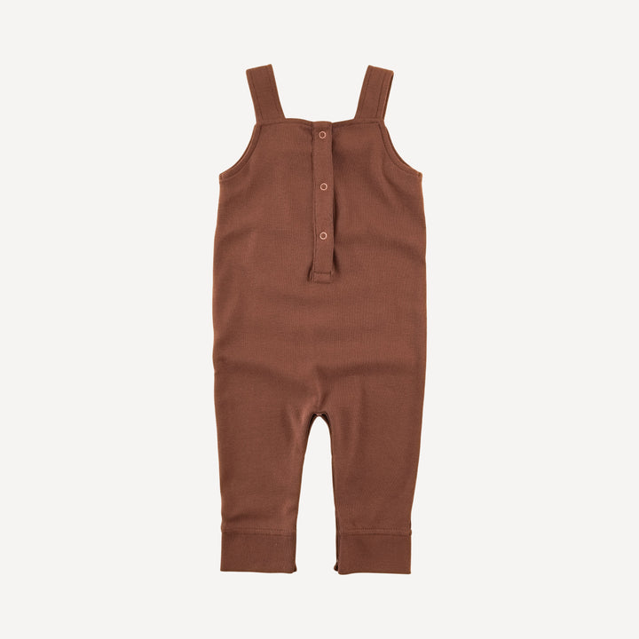 kanga pocket overall | clove | organic cotton flat rib