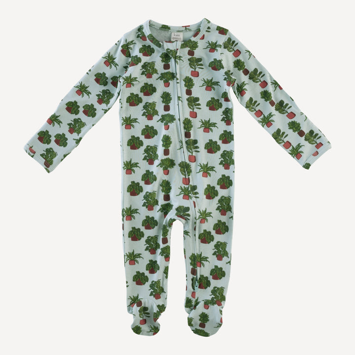 long sleeve two way zipper footie | houseplant | bamboo