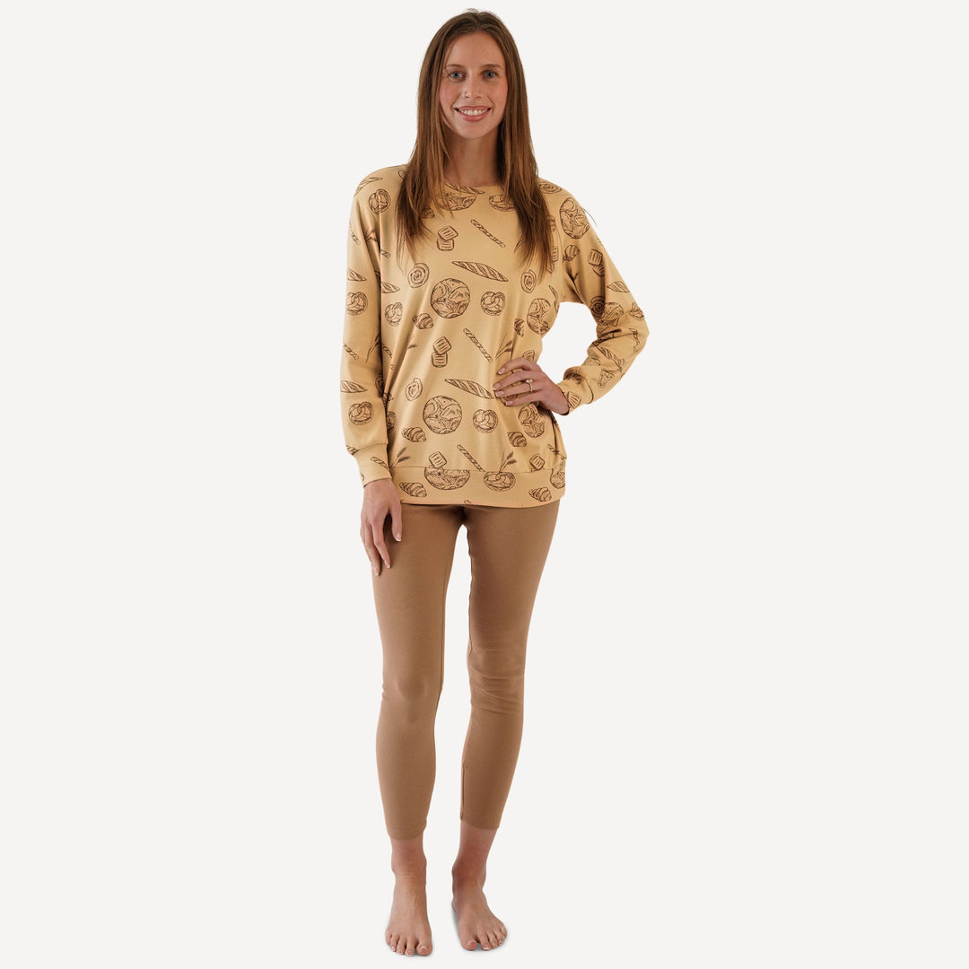 womens oversized sweatshirt + rolled legging set | cinnamon bread | organic cotton interlock