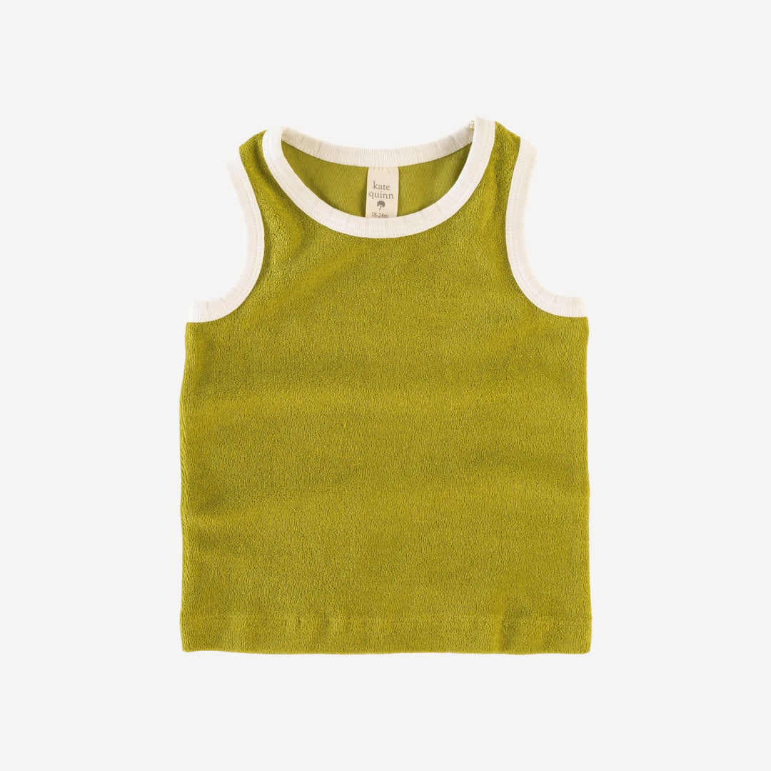 two tone racer back tank | forest clover | organic cotton terry