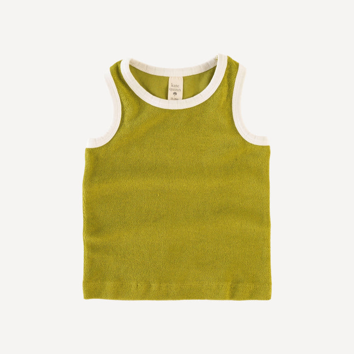 two tone racer back tank | forest clover | organic cotton terry