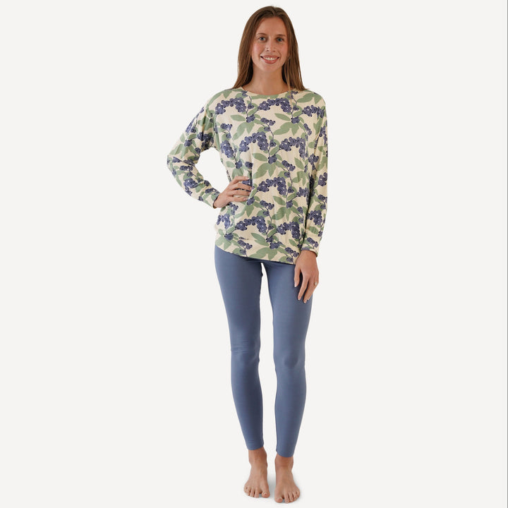 womens oversized sweatshirt + rolled legging set | blueberries | bamboo
