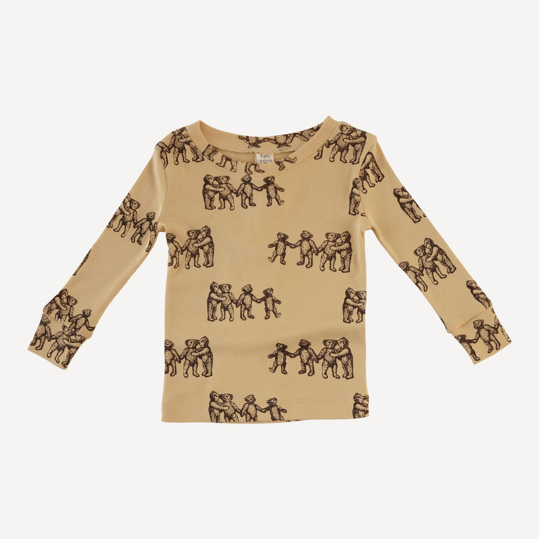 long sleeve crew neck pj set | classic teddy bear | organic cotton flat rib