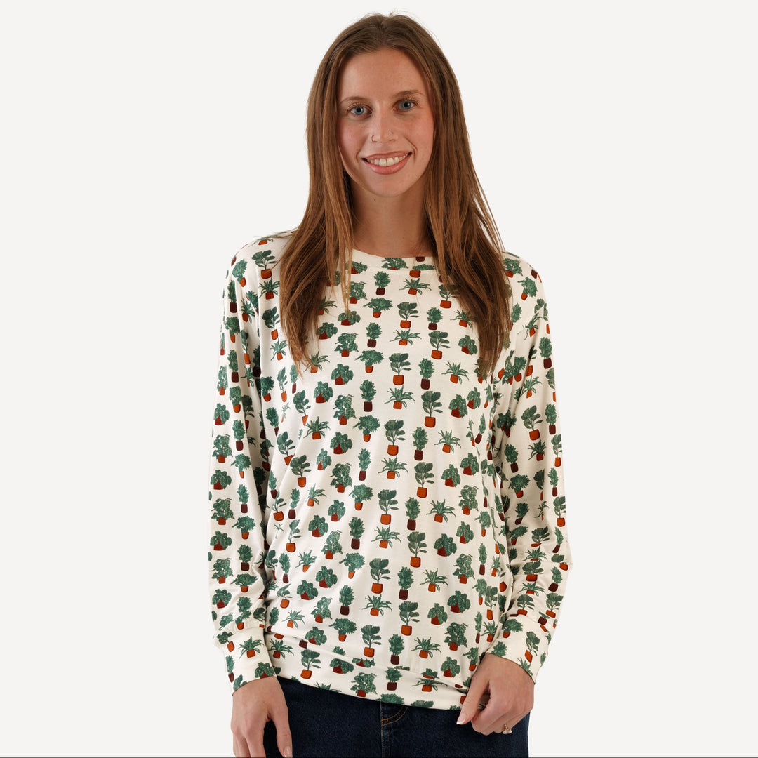womens oversized sweatshirt | houseplants | bamboo