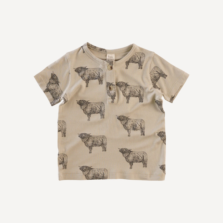 short sleeve basic henley tee | agate highland cow | bamboo