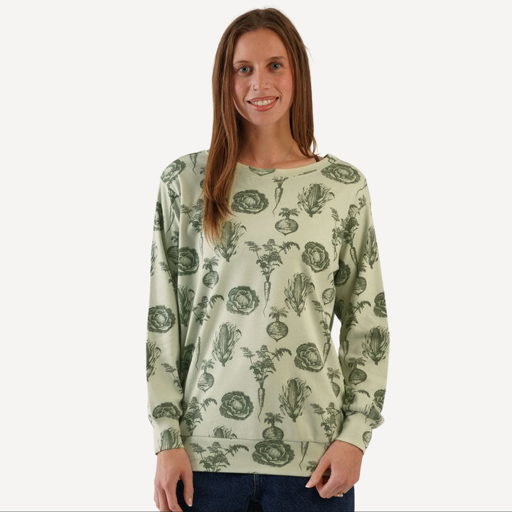womens oversized sweatshirt | veggies | organic cotton interlock