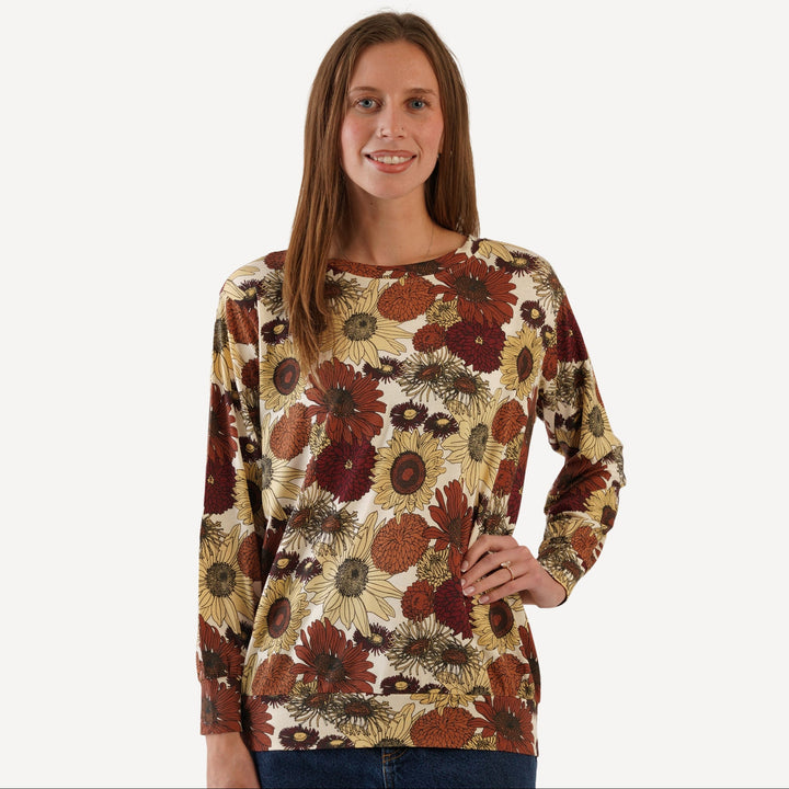 womens oversized sweatshirt | harvest sunflower | bamboo