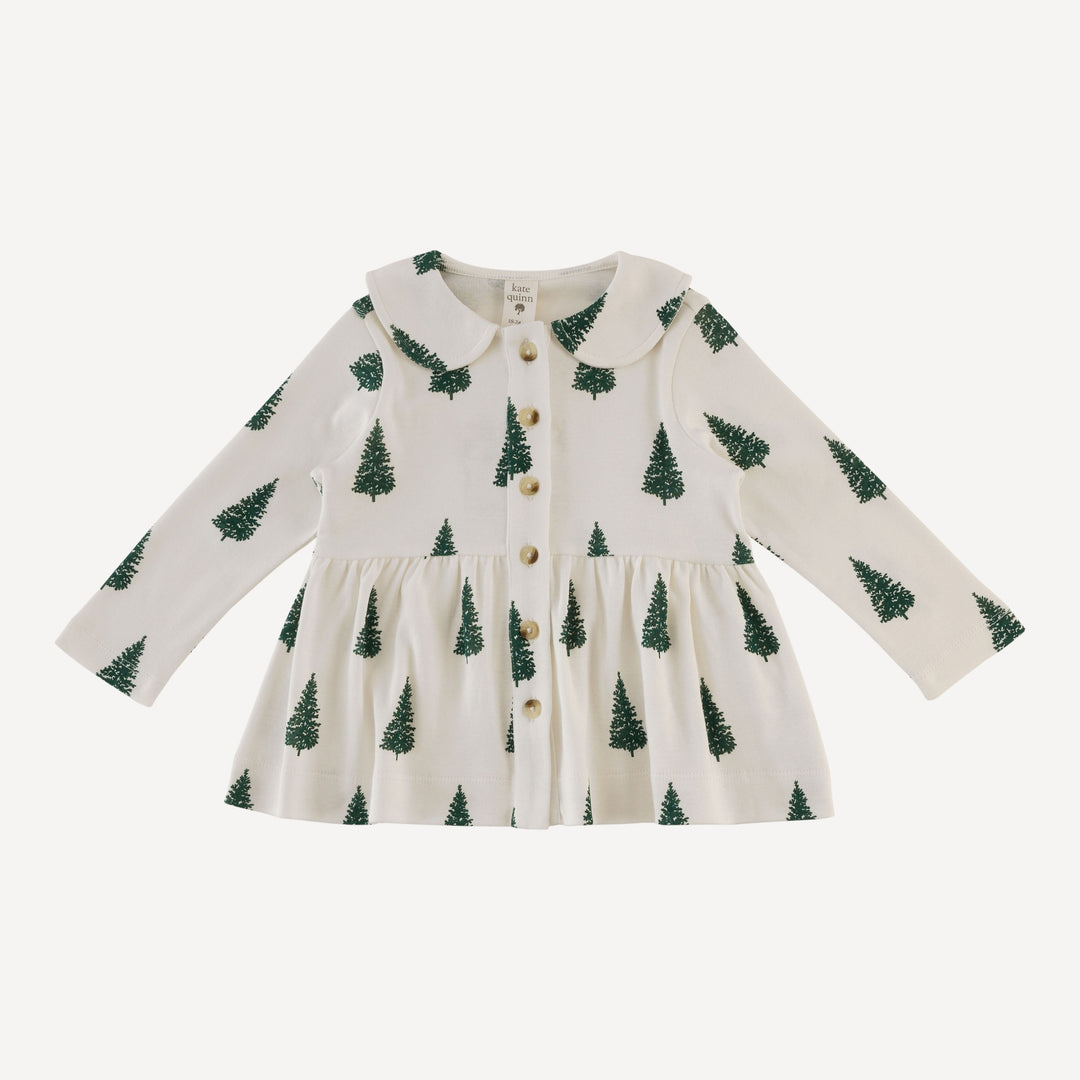 long sleeve peter pan top + flare pant set | mountain pine | organic cotton flat rib